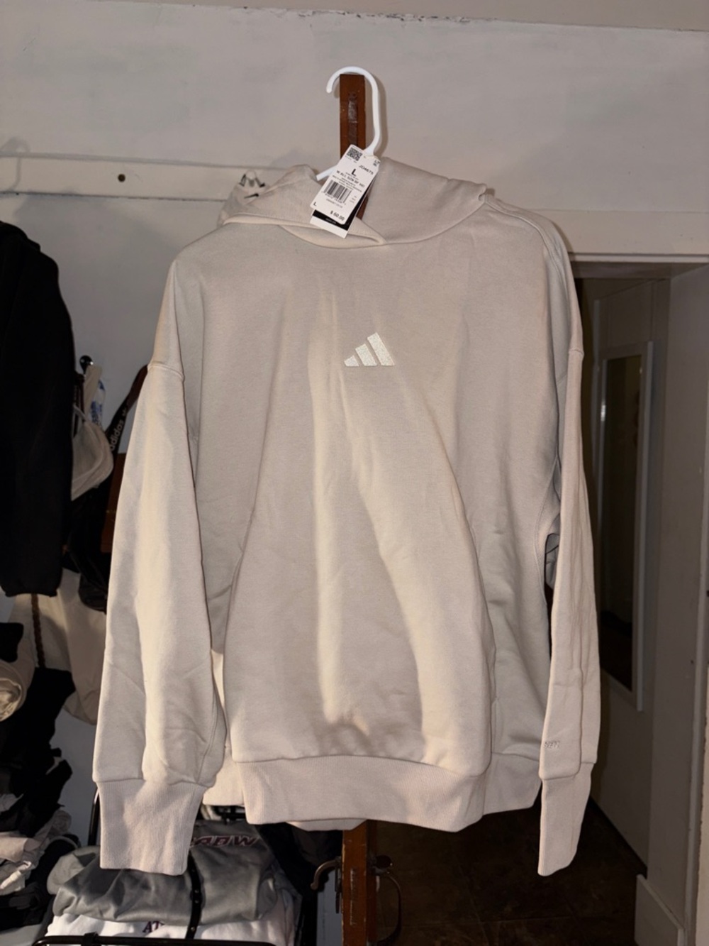 adidas Neutral Beige Pullover Hoodie with Logo